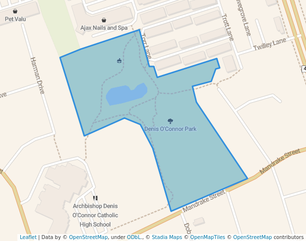 walking in Denis O'Connor Park map in Ajax