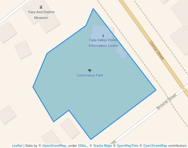 walking in Corronation Park map in Yass