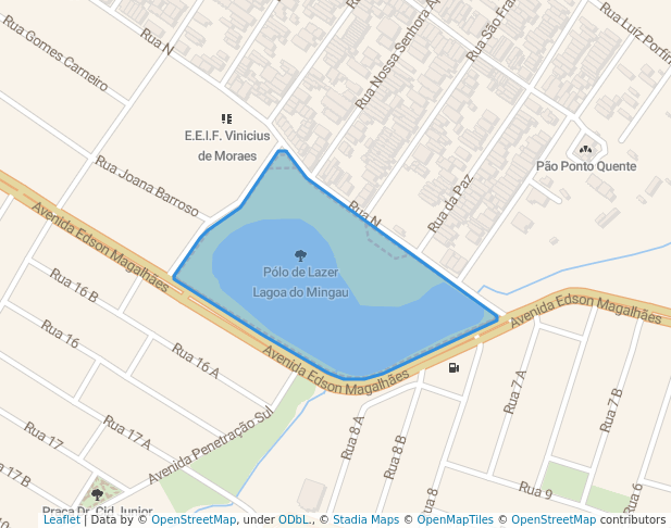 walking in Pólo de Lazer Lagoa do Mingau map in Maracanaú