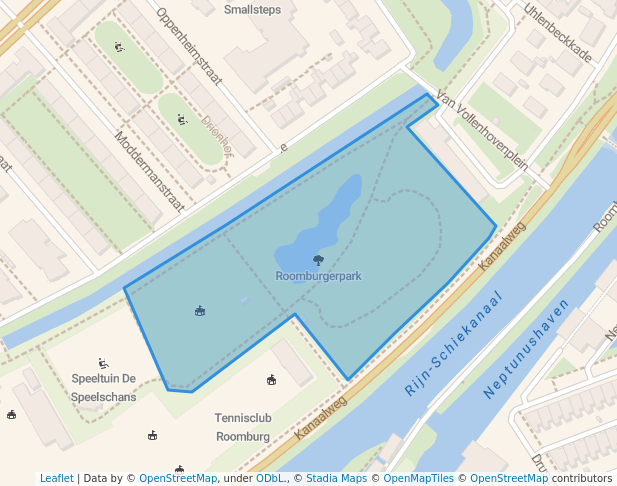 walking in Roomburgerpark map in Leiden