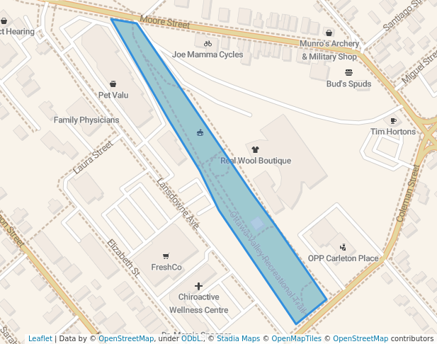 walking in Carleton Junction Park map in Carleton Place
