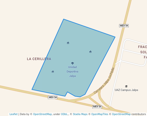 walking in Unidad Deportiva Jalpa map in Jalpa
