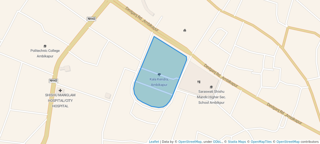 walking in Kala Kendra, Ambikapur map in Ambikapur