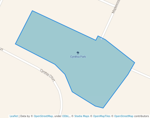 walking in Cynthia Park map in Warrenville