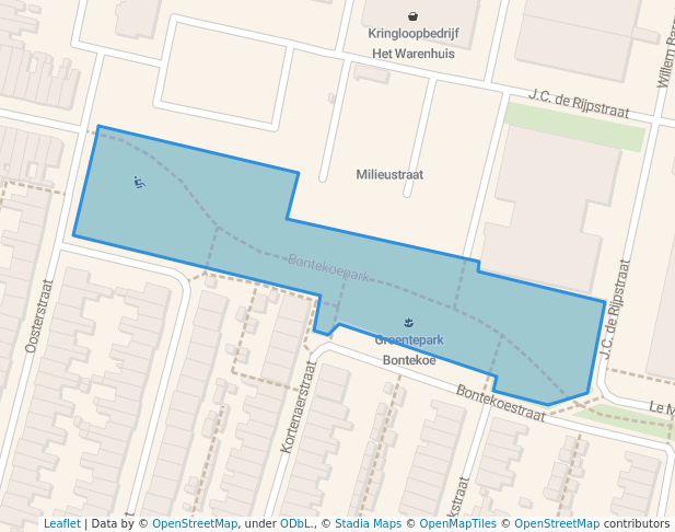 walking in Bontekoepark map in Leiden