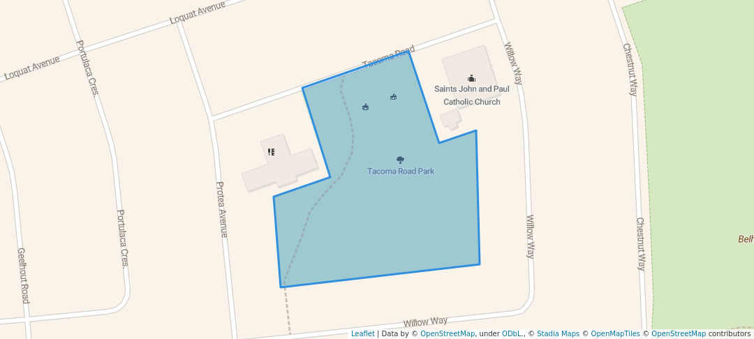 walking in Tecoma Road Park map in Cape Town
