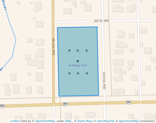 walking in Bollinger Park map in Jamestown
