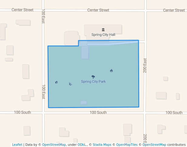 walking in Spring City Park map in Spring City