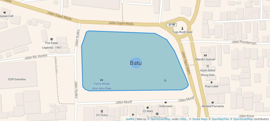 walking in Alun-Alun Batu map in Batu