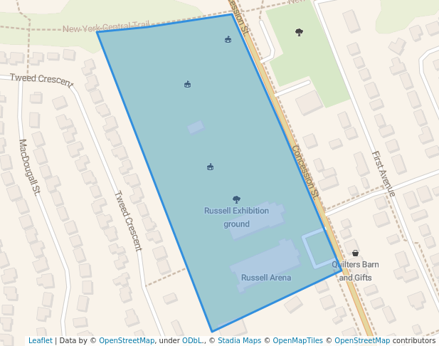 walking in Russell Exhibition ground map in Russell