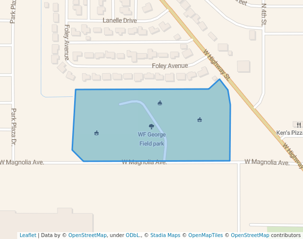 walking in WF George Field park map in Iowa Park