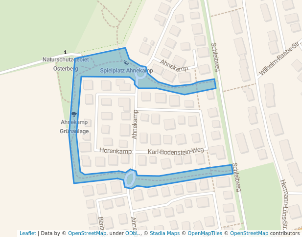 walking in Ahnekamp Grünanlage map in Hildesheim