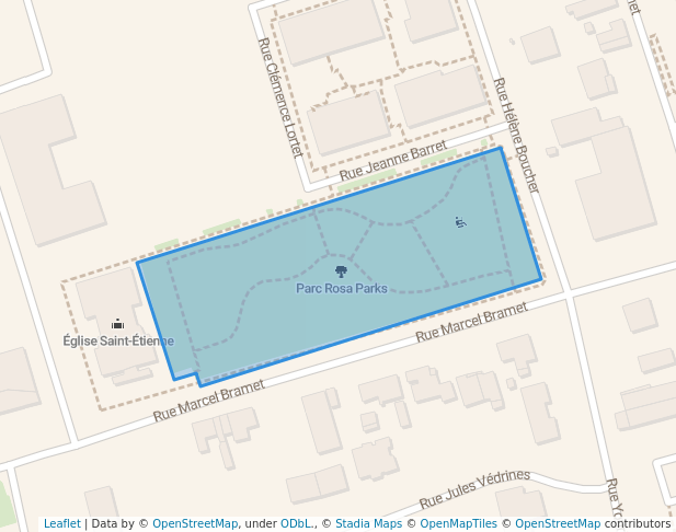 walking in Rosa Parks map in Bron