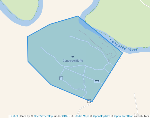 walking in Congeree Bluffs map in Saint Matthews