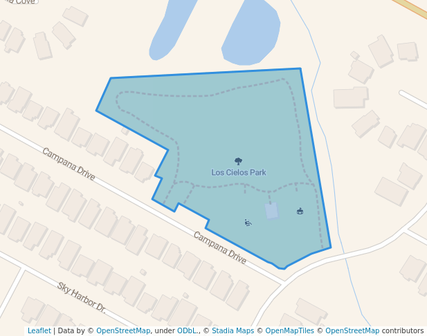 walking in Los Cielos Park map in Del Valle