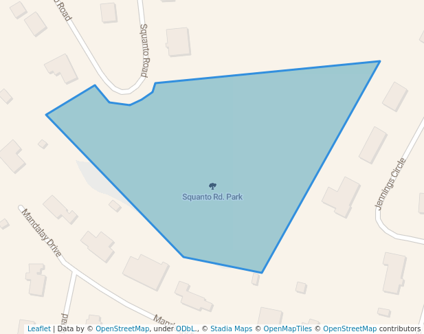 walking in Squanto Rd. Park map in Peabody