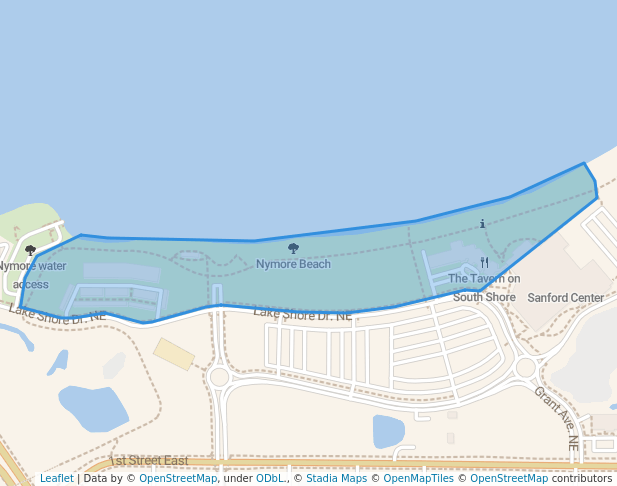 walking in Nymore Beach map in Bemidji