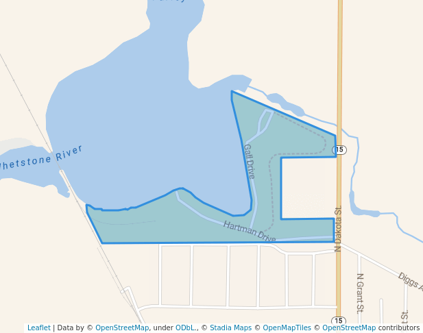 walking in Lake Farley Park map in Milbank