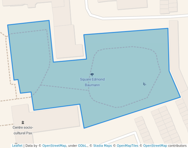 walking in Square Edmond Baumann map in Mulhouse