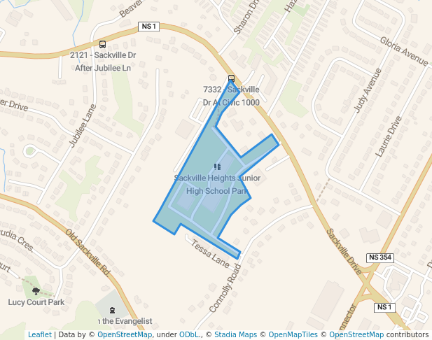 walking in Sackville Heights Junior High School Park map in Middle Sackville