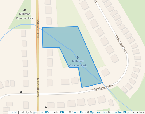 walking in Millwood Common Park map in Middle Sackville