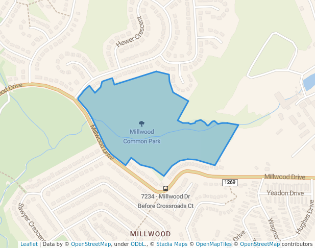 walking in Millwood Common Park map in Middle Sackville