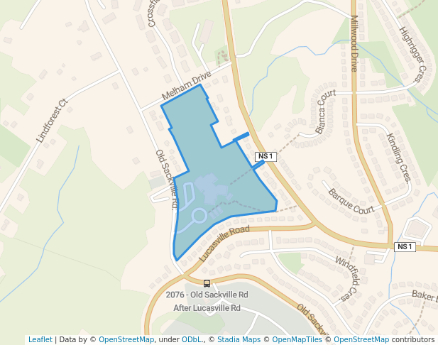 walking in Sackville Heights Elementary School Park map in Middle Sackville