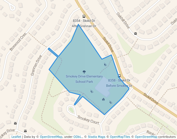 walking in Smokey Drive Elementary School Park map in Lower Sackville