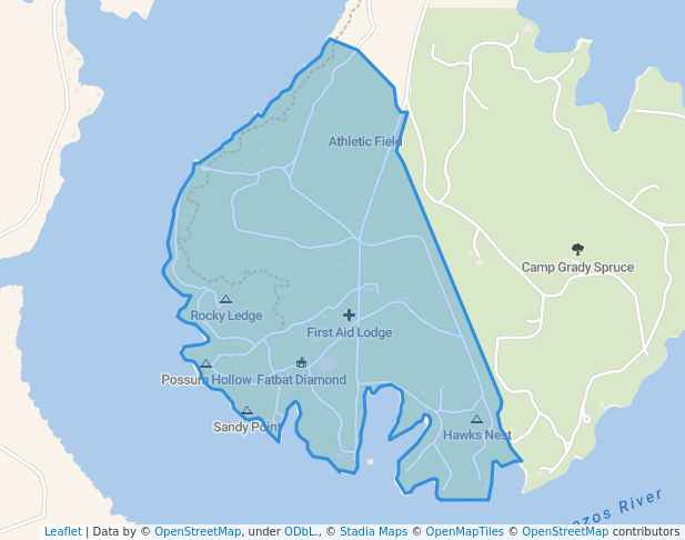 walking in Camp Constantin map in Graford