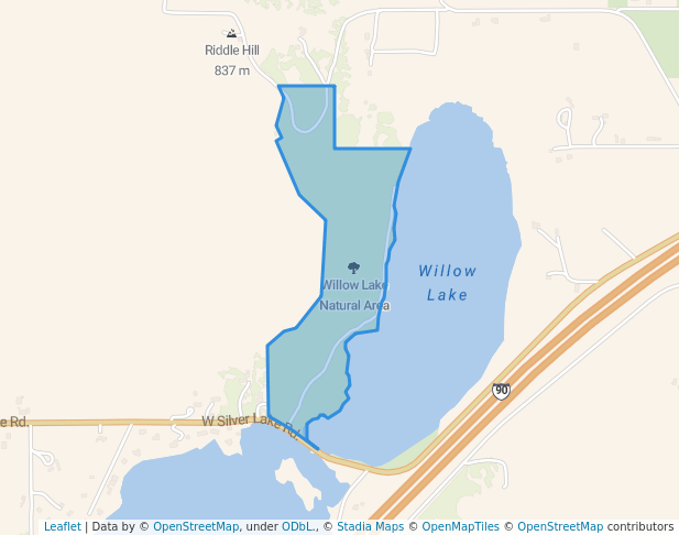 walking in Willow Lake Natural Area map in Medical Lake
