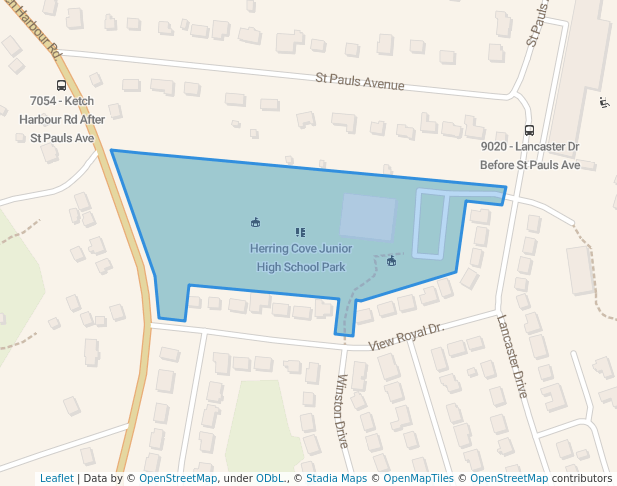 walking in Herring Cove Junior High School Park map in Herring Cove
