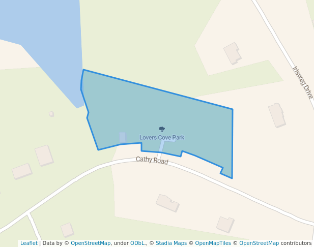 walking in Lovers Cove Park map in Brookside