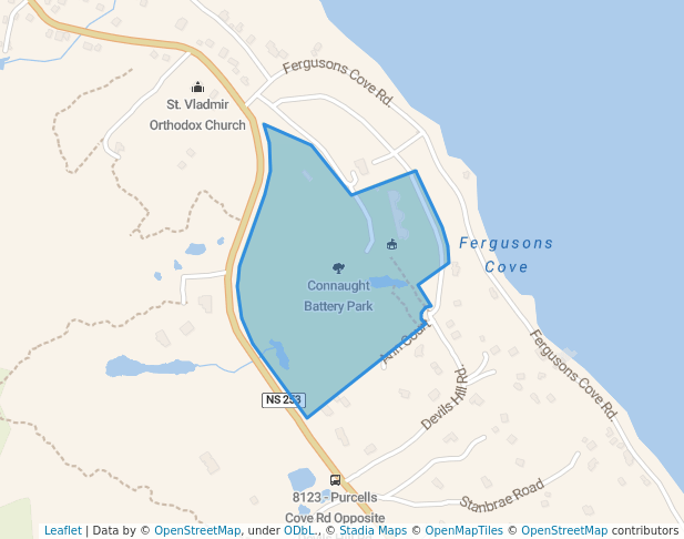 Connaught Battery Park in Fergusons Cove | Map and Routes