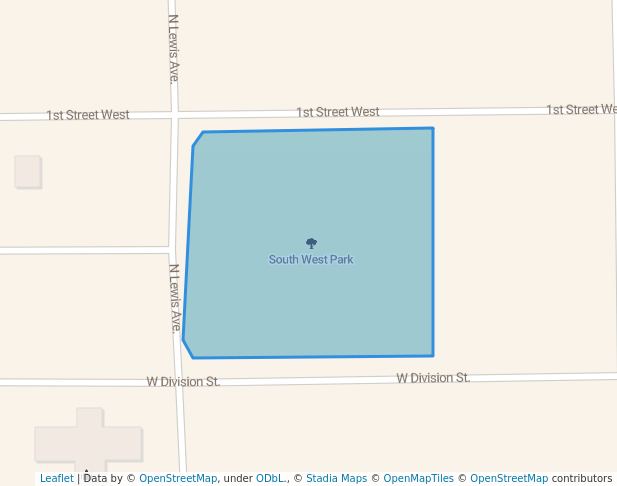 walking in South West Park map in Hardin
