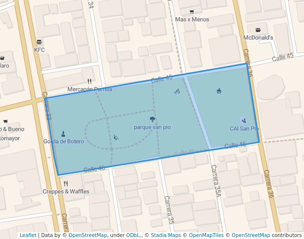 walking in parque san pio map in Bucaramanga