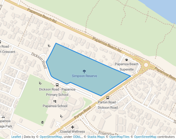 walking in Simpson Reserve map in Papamoa