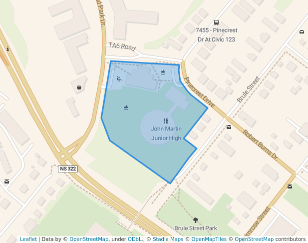 walking in John Martin Junior High School Park map in Dartmouth