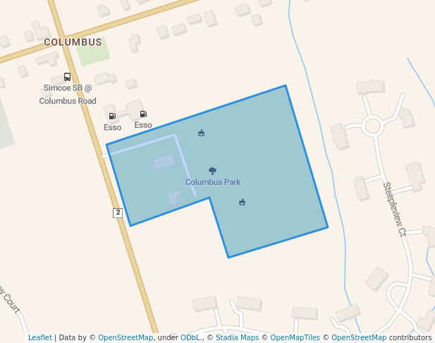 walking in Columbus Park map in Oshawa