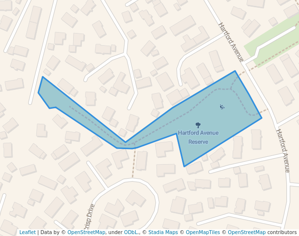 walking in Hartford Avenue Reserve map in Papamoa