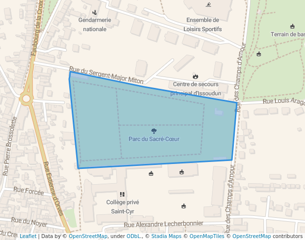 walking in Parc du Sacré-Cœur map in Issoudun