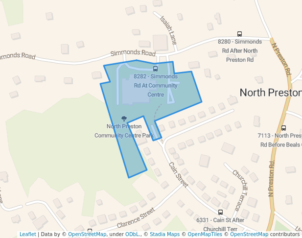walking in North Preston Community Centre Park map in North Preston