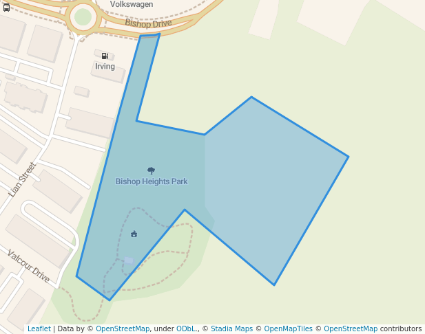 walking in Bishop Heights Park map in Fredericton