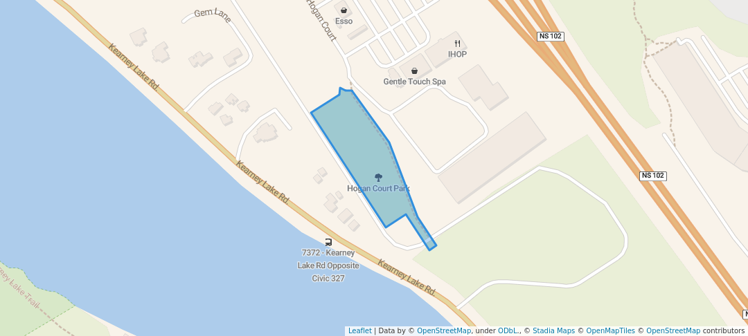 walking in Hogan Court Park map in Bedford