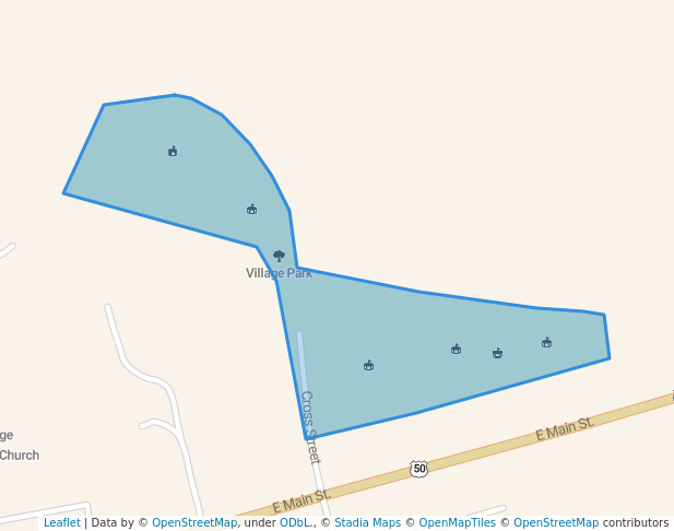 walking in Village Park map in Bainbridge