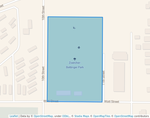 walking in Zoercher-Bettinger Park map in Tell City
