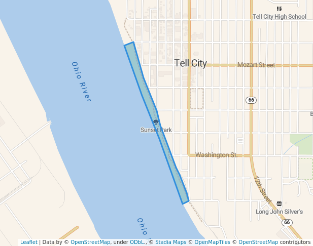 walking in Sunset Park map in Tell City