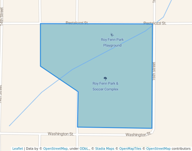walking in Roy Fenn Park & Soccer Complex map in Tell City