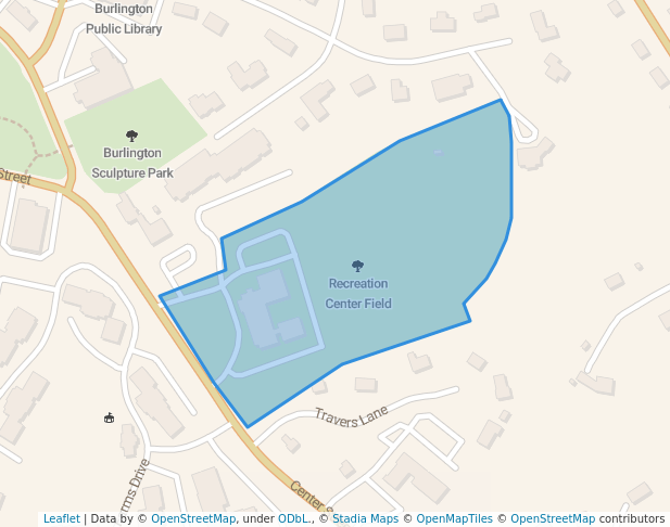 walking in Recreation Center Field map in Burlington