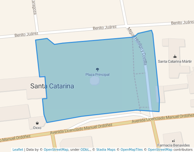 walking in Plaza Principal map in Santa Catarina