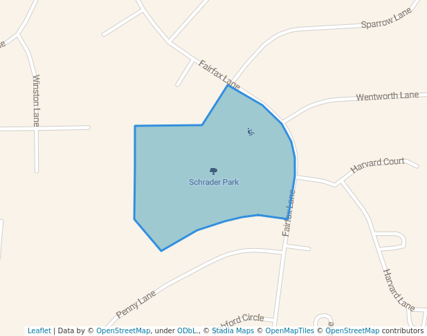 walking in Schrader Park map in Bartlett